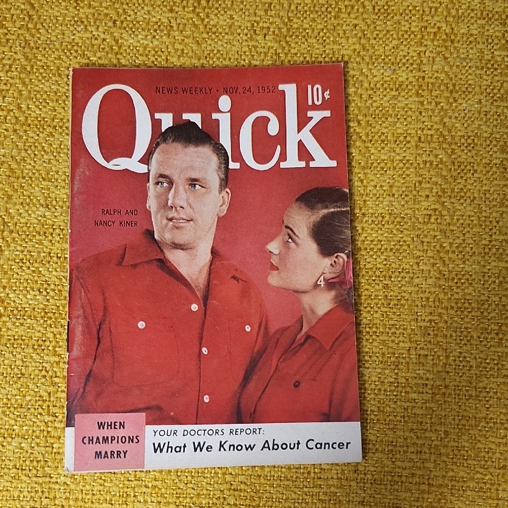 VINTAGE QUICK MAGAZINE with RALPH and NANCY KINER on the COVER - NOV. 1952